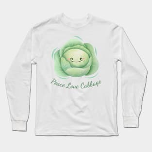 Peace Love Cabbage Watercolor Cute Long Sleeve T-Shirt